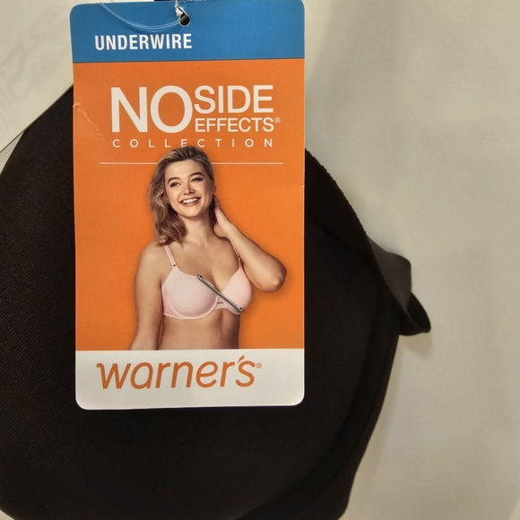 Warners Black No Side Effects Underarm-Smoothing Comfort Underwire Bra Size 38D - Picture 6 of 7